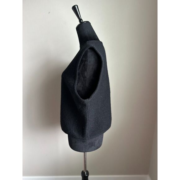 VINTAGE R&K Women's Black Silver Horse Bit Closure Wool V Neck Vest Size 12 - Picture 4 of 7